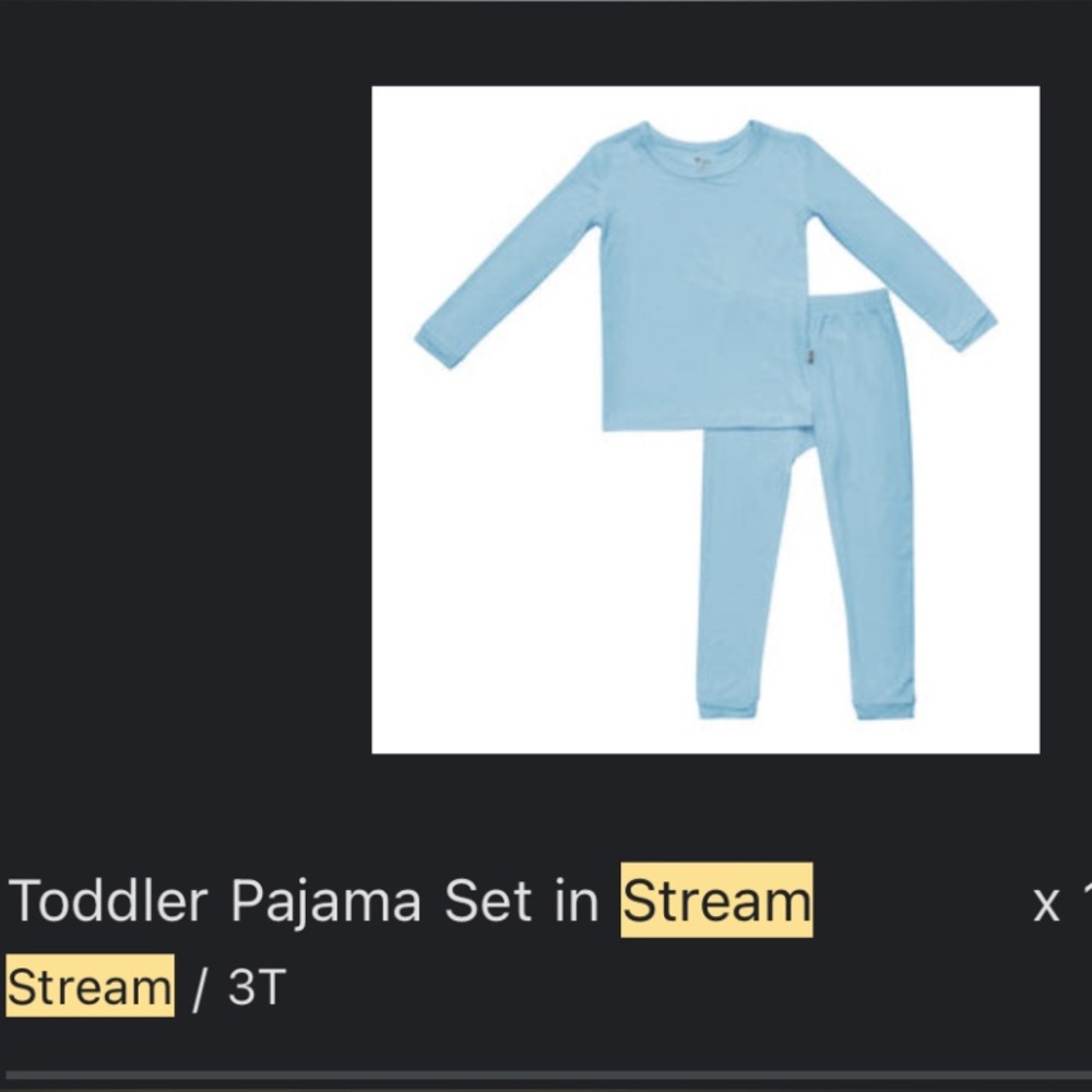 Kyte baby pajamas on stream